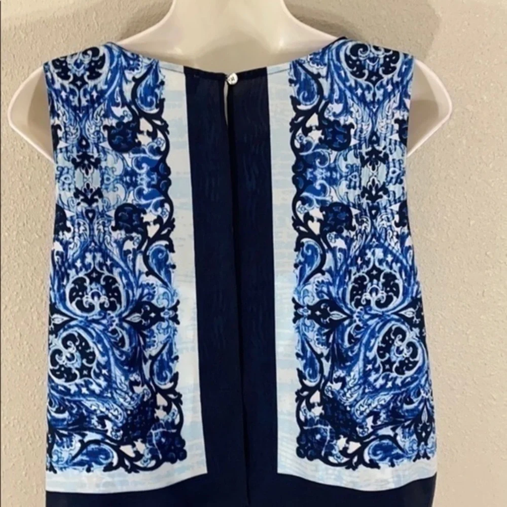 Michael Kors blue printed framed popover dress C.C18